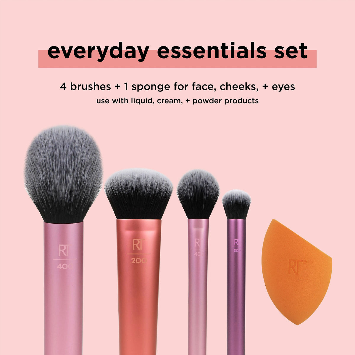 Set de brochas esenciales + Esponja Real Techniques