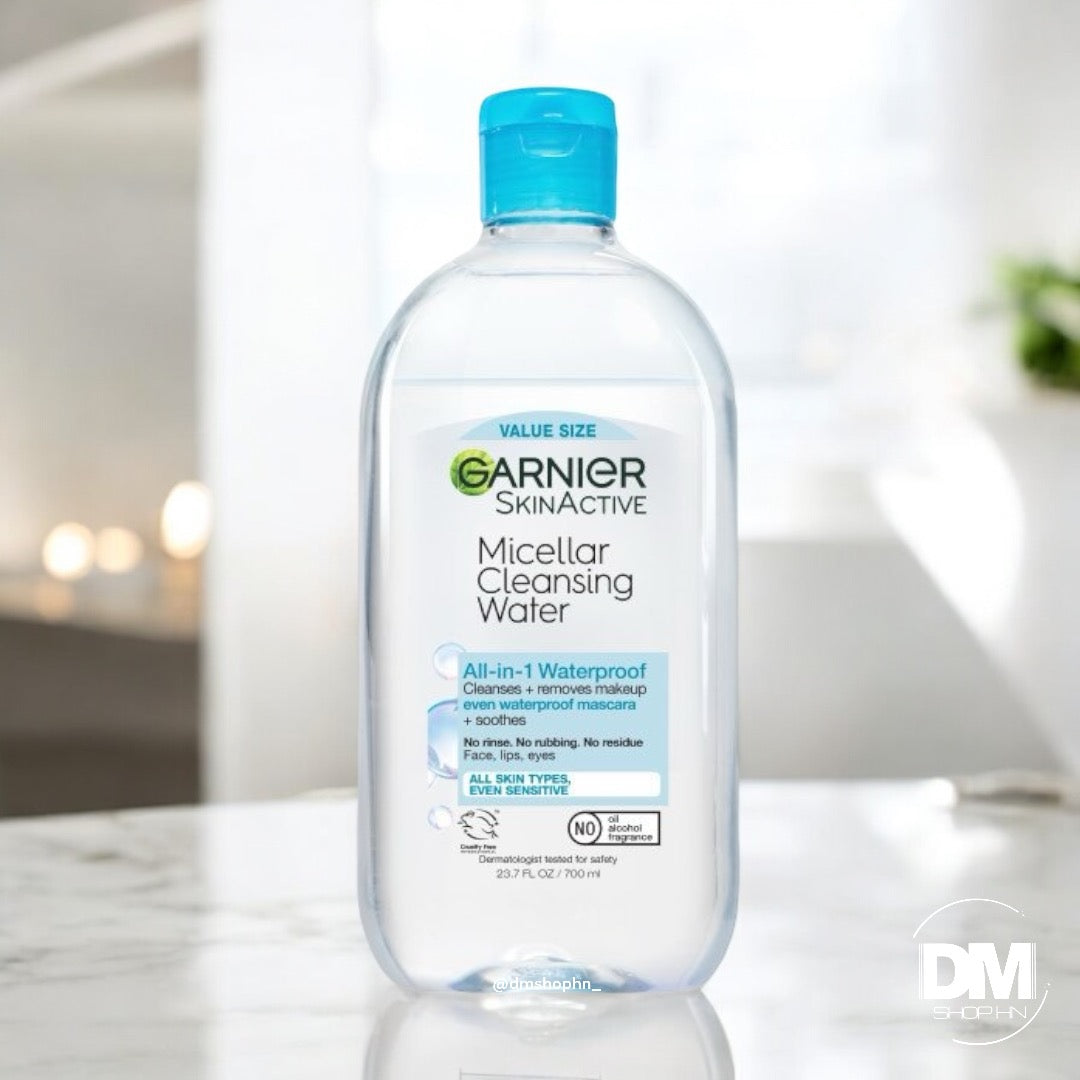 Garnier SkinActive - Agua micelar para maquillaje impermeable, limpiador facial y removedor de maquillaje