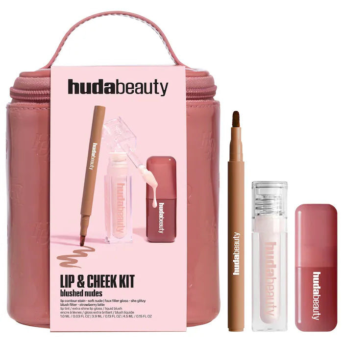 HUDA BEAUTY  Blushed Nudes Lip & Cheek Kit