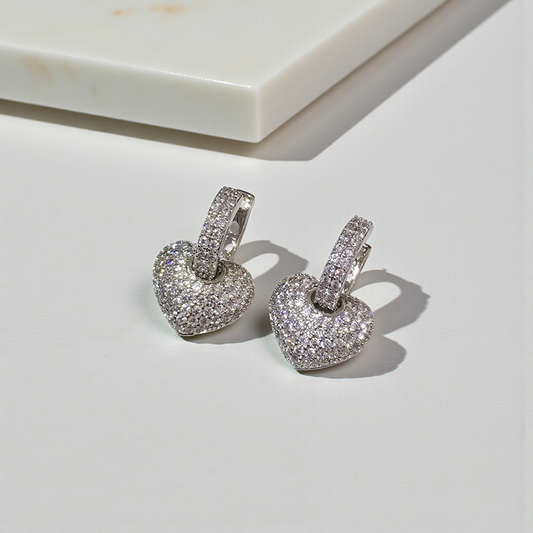 Aretes en forma de corazón doble uso