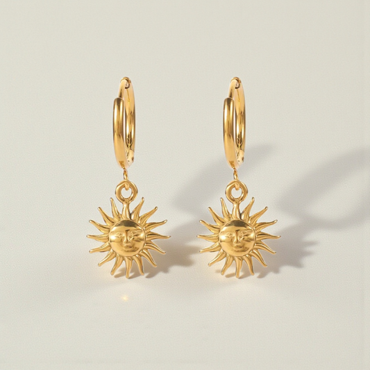Aretes colgantes con forma de sol