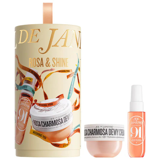 Rosa & Shine Dewy Body Cream & Floral Gourmand Fragrance Duo Sol de Janeiro