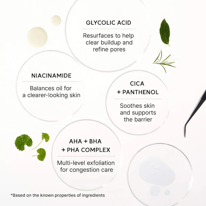 Arencia  Crema potenciadora con ácido glicólico para refinar la textura y cuidar los poros de la piel propensa al acné.
