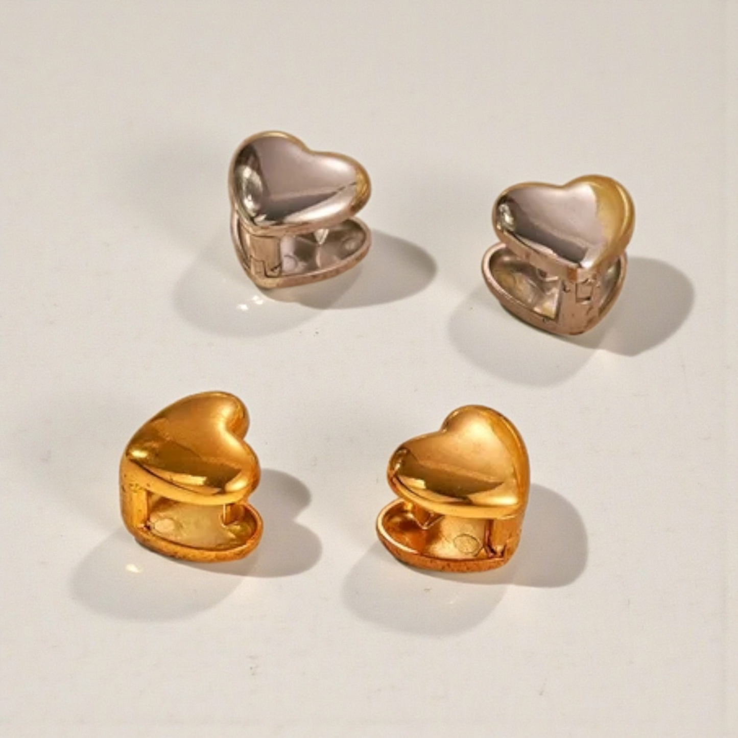 Aretes dobles en forma de corazón