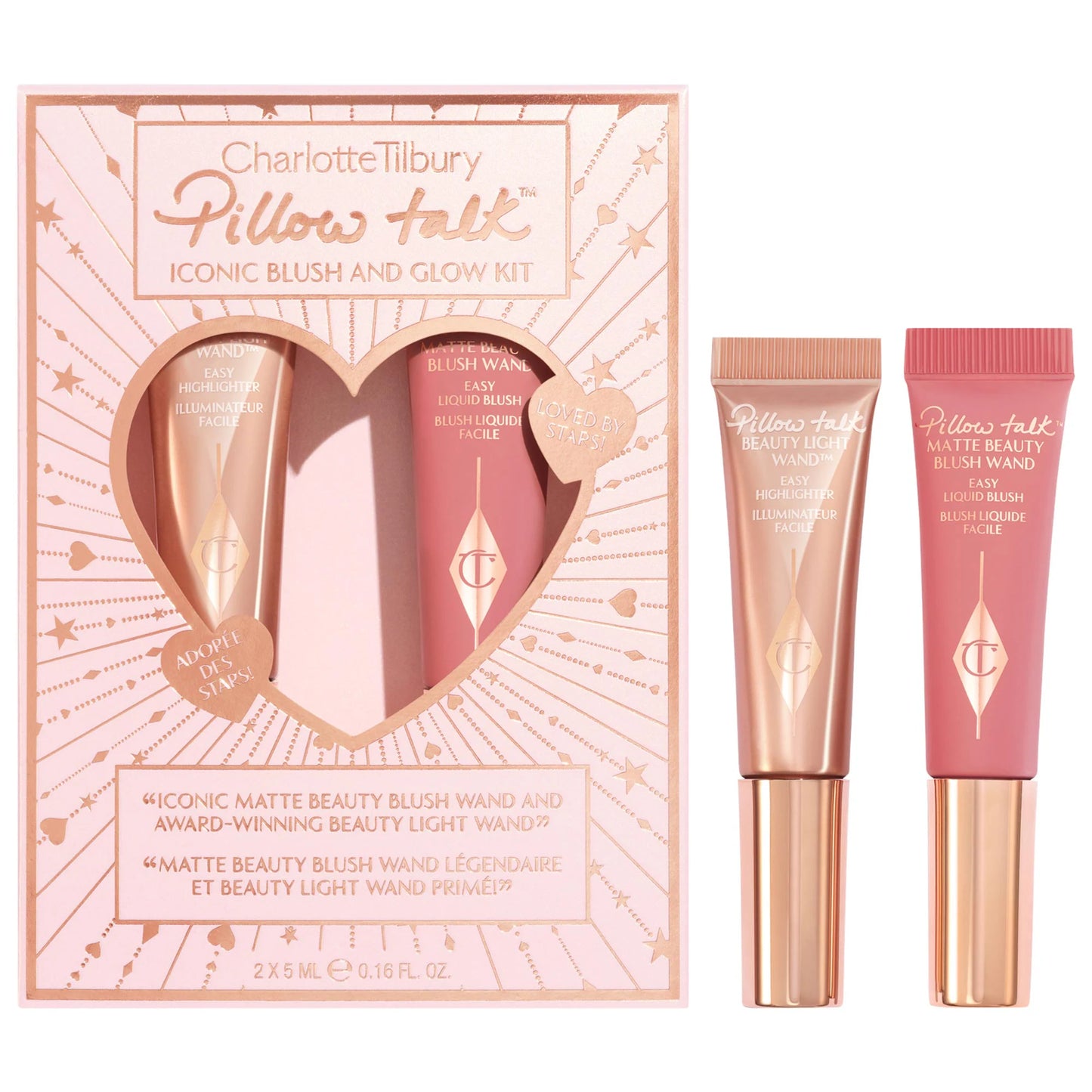 Mini Pillow Talk Blush and Glow Beauty Highlighter Wand Set Charlotte Tilbury